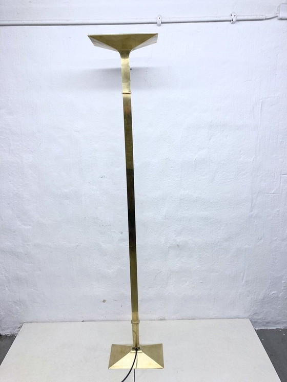 Image 1 of Italiaanse New Society vloerlamp plafondlamp van messing jaren 70