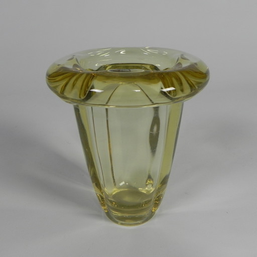 Art Deco vaas dik glas met omgeslagen rand, jaren 30