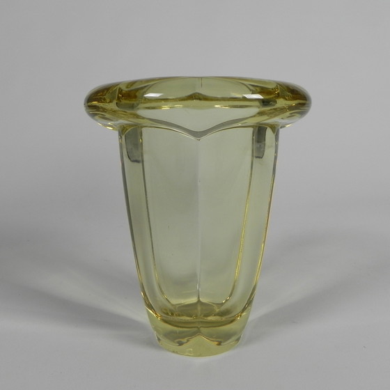 Image 1 of Art Deco vaas dik glas met omgeslagen rand, jaren 30