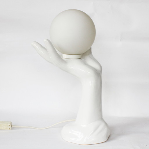 Vintage keramische handlamp met glazen bol, 1980S