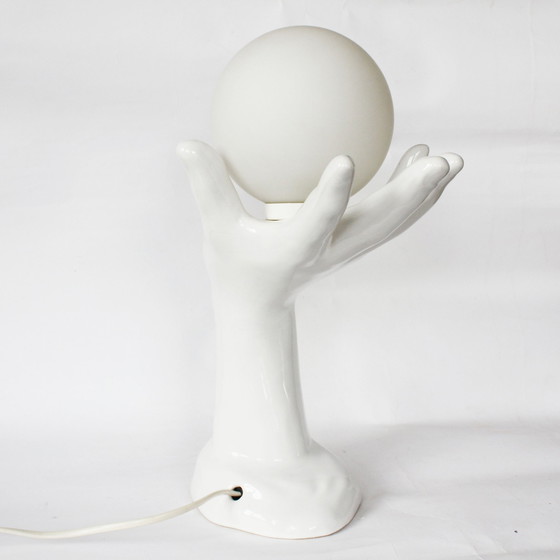 Image 1 of Vintage keramische handlamp met glazen bol, 1980S