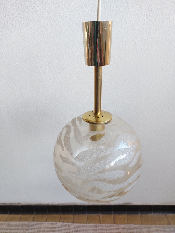 Image 1 of Vintage Hanglamp Fischer Leuchten Messing Glas