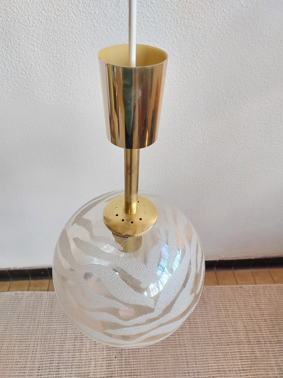 Image 1 of Vintage Hanglamp Fischer Leuchten Messing Glas