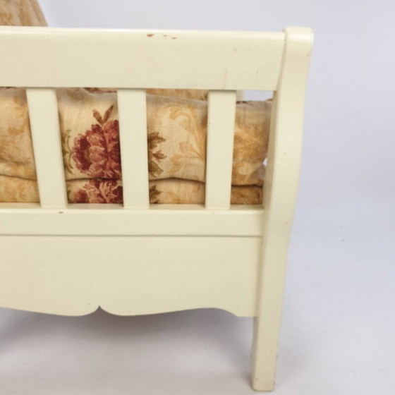 Image 1 of Vintage houten fauteuil met bloemen 1980