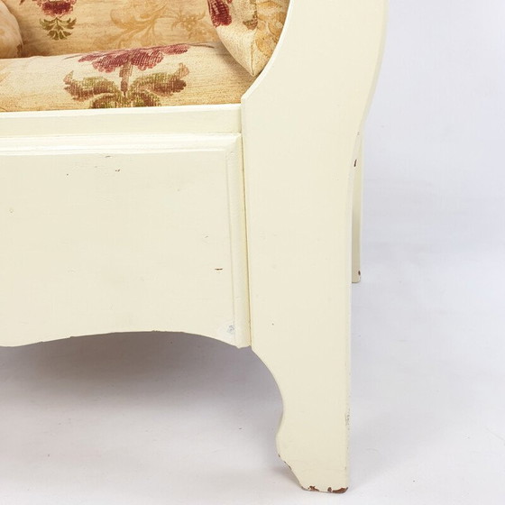 Image 1 of Vintage houten fauteuil met bloemen 1980