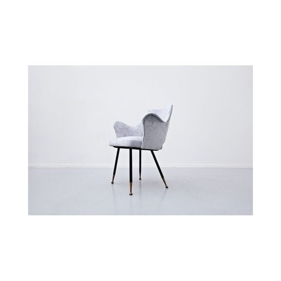 Image 1 of Paar fluwelen fauteuils, Italiaans 1950