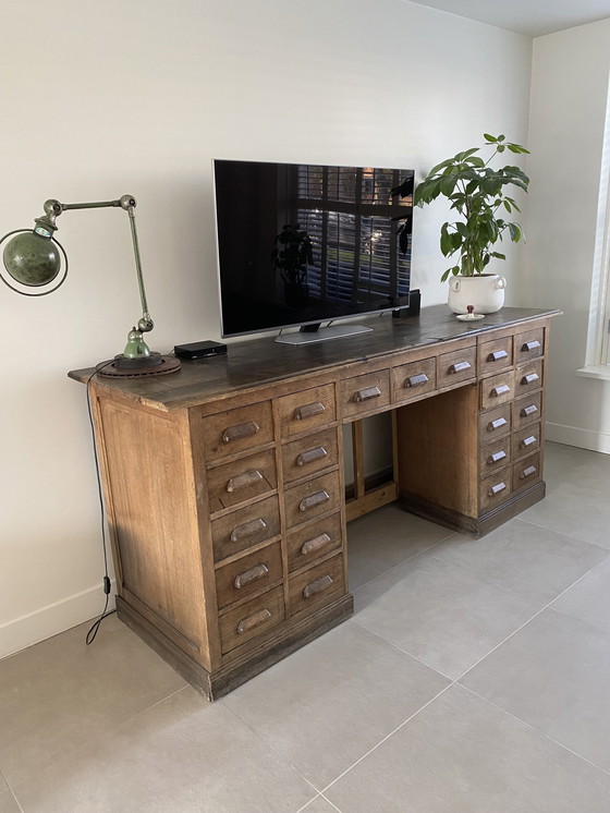 Image 1 of Houten Bureau Met Bureau Stoel