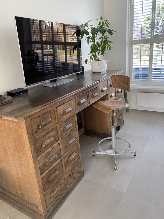 Image 1 of Houten Bureau Met Bureau Stoel