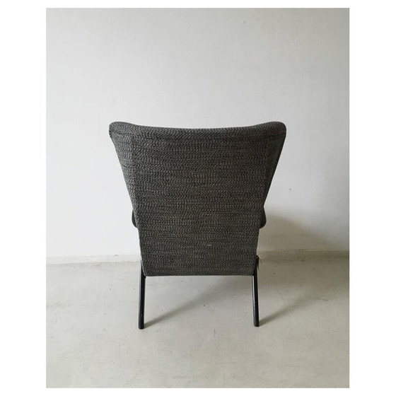 Image 1 of Zwart met grijze wingback stoel - jaren 1950
