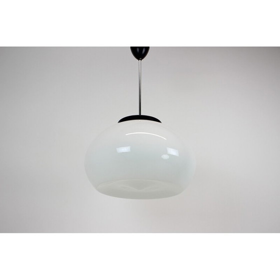 Image 1 of Vintage hanglamp van glas, chroom en metaal, Tsjecho-Slowakije 1960