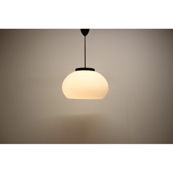 Image 1 of Vintage hanglamp van glas, chroom en metaal, Tsjecho-Slowakije 1960