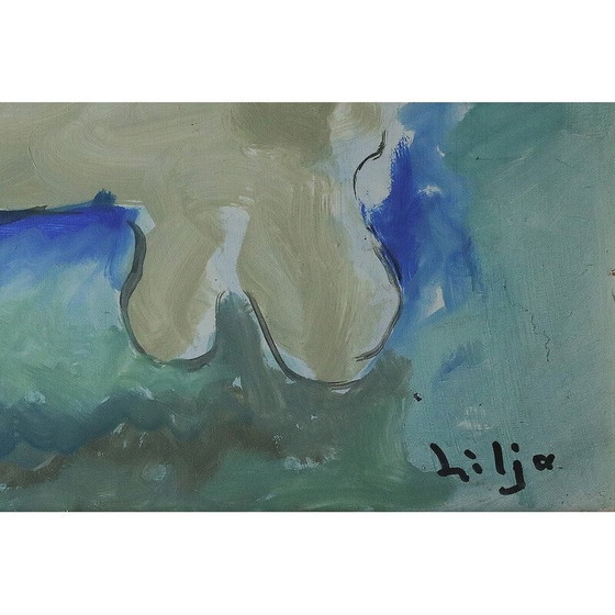 Image 1 of Vintage Sagomöte olieverf op board door Lennart Lilja