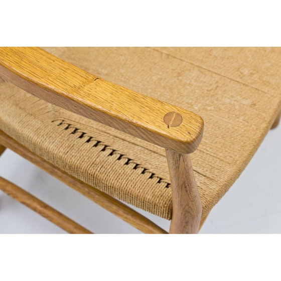 Set van 6 vintage Deense eiken en papieren koord fauteuils door Viggo Hardie-Fischer Denemarken 1950 (photo 3 of 10)