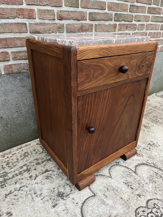 Image 1 of Art Deco Haagse School Kast Met Marmeren Blad 