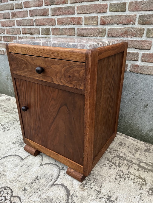 Art Deco Haagse School Kast Met Marmeren Blad 