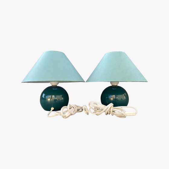 Image 1 of Set van 2 Groene Deense Design Tafellampen