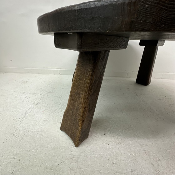 Image 1 of Salontafel massief eiken hout rond jaren 70 Brutalist