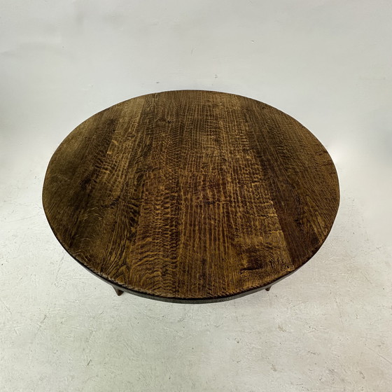 Image 1 of Salontafel massief eiken hout rond jaren 70 Brutalist