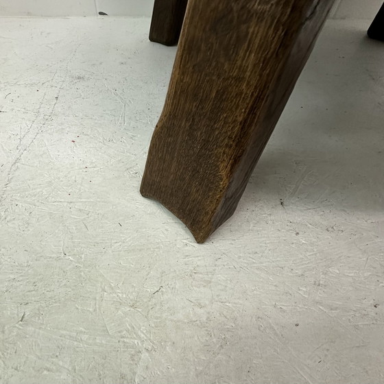 Image 1 of Salontafel massief eiken hout rond jaren 70 Brutalist