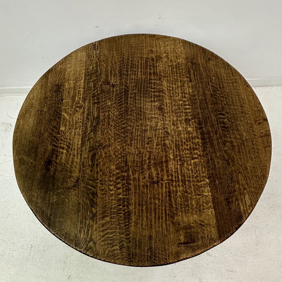 Image 1 of Salontafel massief eiken hout rond jaren 70 Brutalist