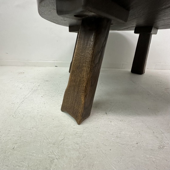 Image 1 of Salontafel massief eiken hout rond jaren 70 Brutalist