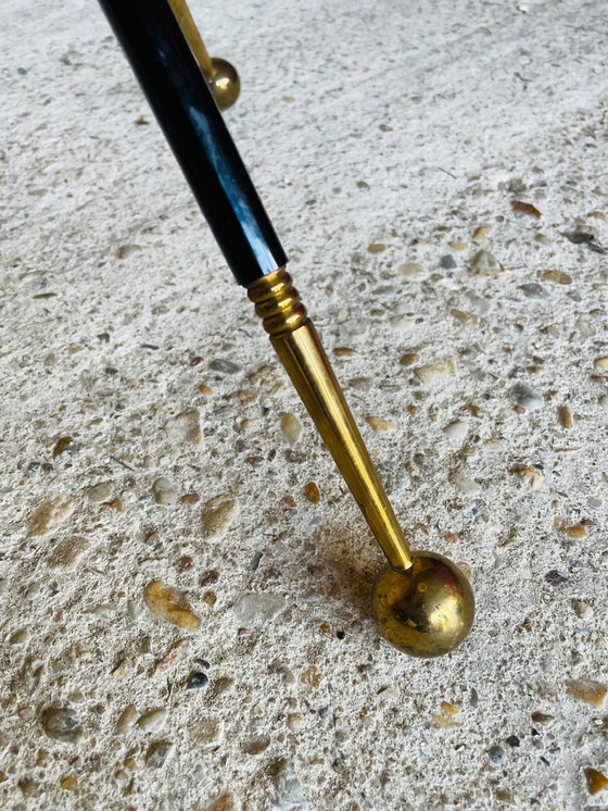 Image 1 of Vintage staande lamp met verguld messing decor op driepoot, 1960S