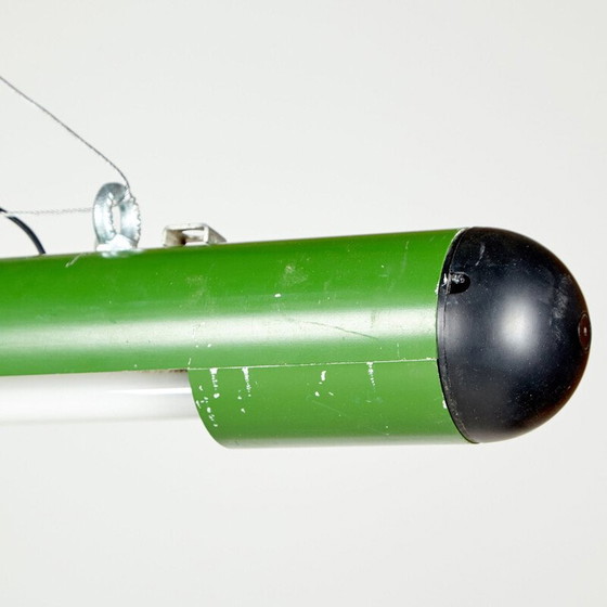 Image 1 of Mid century groene buisvormige industriële lamp, jaren 1980