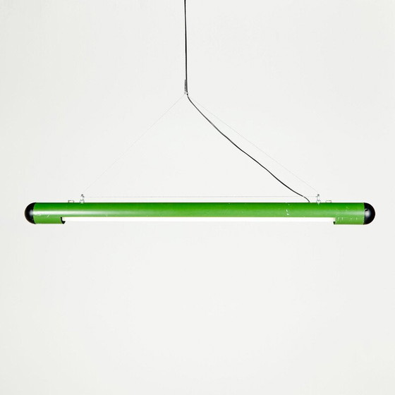 Image 1 of Mid century groene buisvormige industriële lamp, jaren 1980