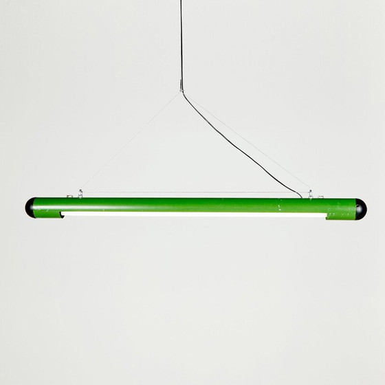 Image 1 of Mid century groene buisvormige industriële lamp, jaren 1980