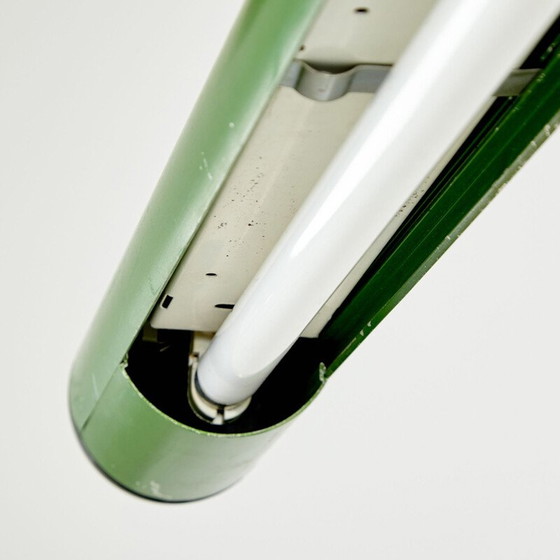 Image 1 of Mid century groene buisvormige industriële lamp, jaren 1980