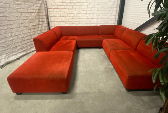 Image 1 of Mooie Montel Rode Stoffen U Sofa Set