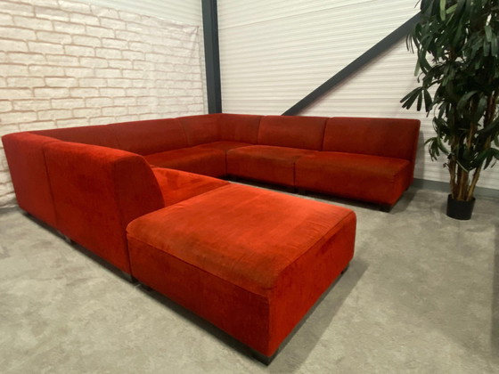 Image 1 of Mooie Montel Rode Stoffen U Sofa Set