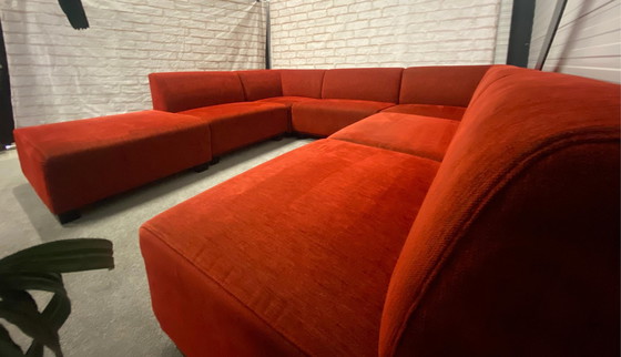 Image 1 of Mooie Montel Rode Stoffen U Sofa Set