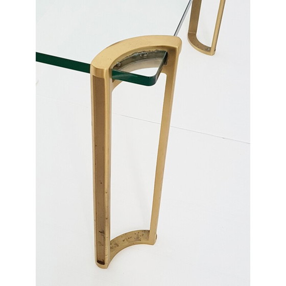 Image 1 of Vintage salontafel in massief messing en glas van Peter Ghyczy, 1970
