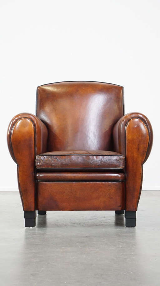 Grote Design Fauteuil Gemaakt Van Schapenleer