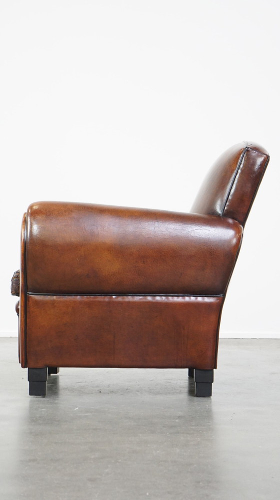 Image 1 of Grote Design Fauteuil Gemaakt Van Schapenleer