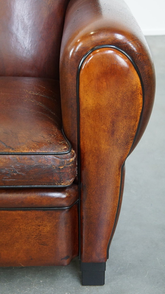 Image 1 of Grote Design Fauteuil Gemaakt Van Schapenleer