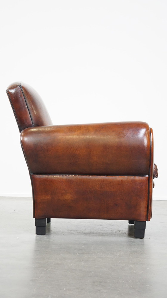 Image 1 of Grote Design Fauteuil Gemaakt Van Schapenleer