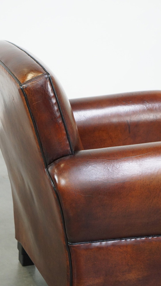 Image 1 of Grote Design Fauteuil Gemaakt Van Schapenleer