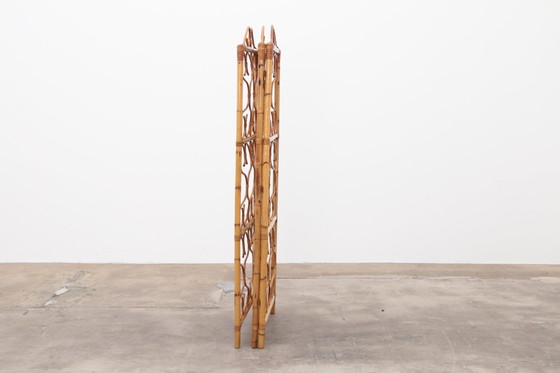 Image 1 of Vintage Rotan kamerscherm of roomdivider gemaakt in Italie 1960