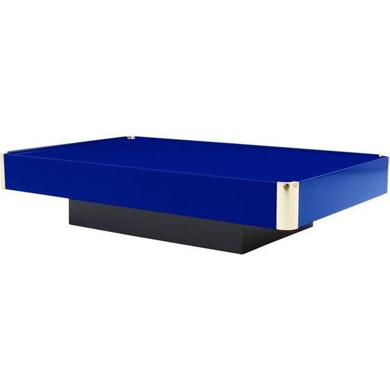 Image 1 of Majorelle vintage salontafel in blauwe lak en messing, 1970