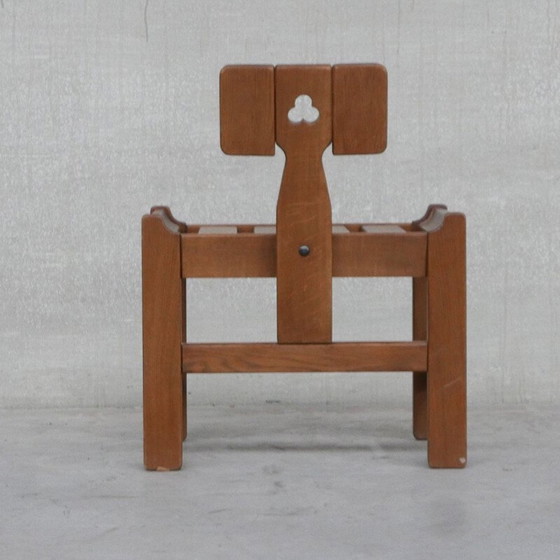 Image 1 of Eikenhouten Mid Century Franse fauteuil en bank door Guillerme et Chambron, 1960