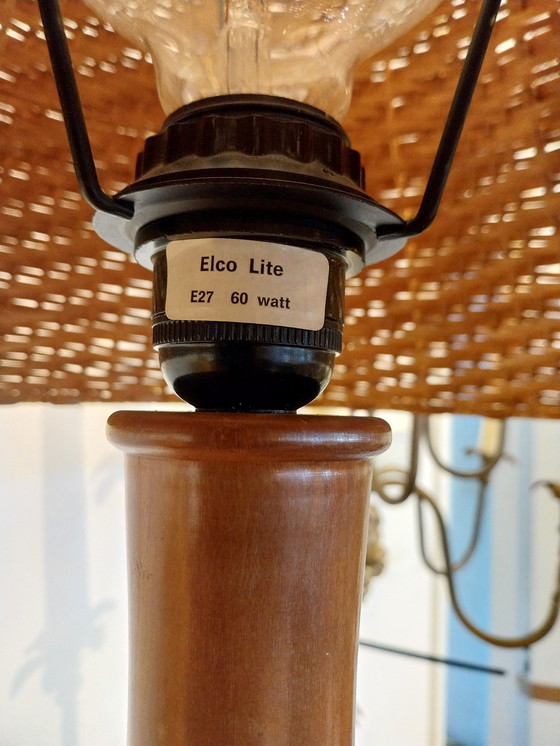 Image 1 of 1 X Elco Lite Faux Bamboo Tafellamp Met Rieten Kap.