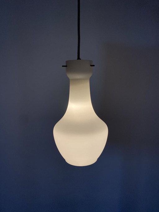 Italiaanse Witte Glazen Hanglamp Door Targetti Sankey 1960