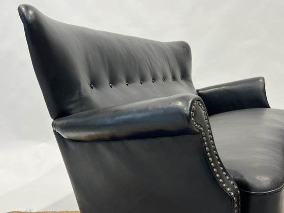 Image 1 of Black Danish Vintage Leather Cocktail Sofa