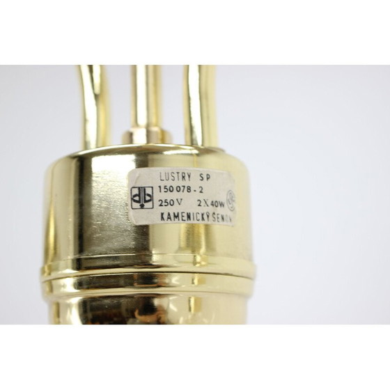 Image 1 of Vintage kroonluchter van glas en messing door Kamenicky Senov, Tsjecho-Slowakije 1960