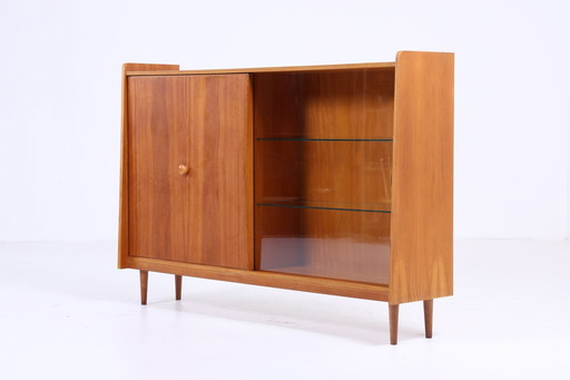 Vintage highboard 60s | Mid Century glazen vitrinekast Dressoir woonkamer kast Retro 70s