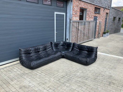 100% Authentieke Ligne Roset Togo 2Zit, 3Zit & Hoek In Zwart Leder