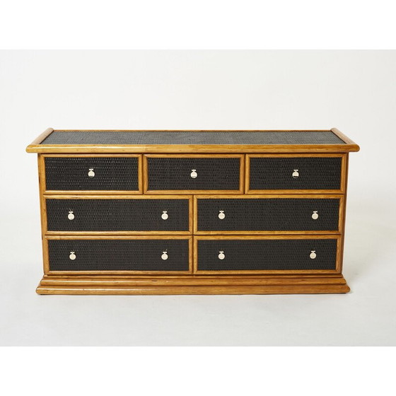 Image 1 of Vintage ladekast van bamboe, rotan en messing, 1960