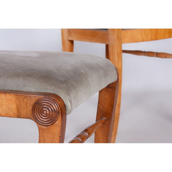 Image 1 of Set van 4 vintage Biedermeier stoelen van eiken- en notenhout, Oostenrijk 1820